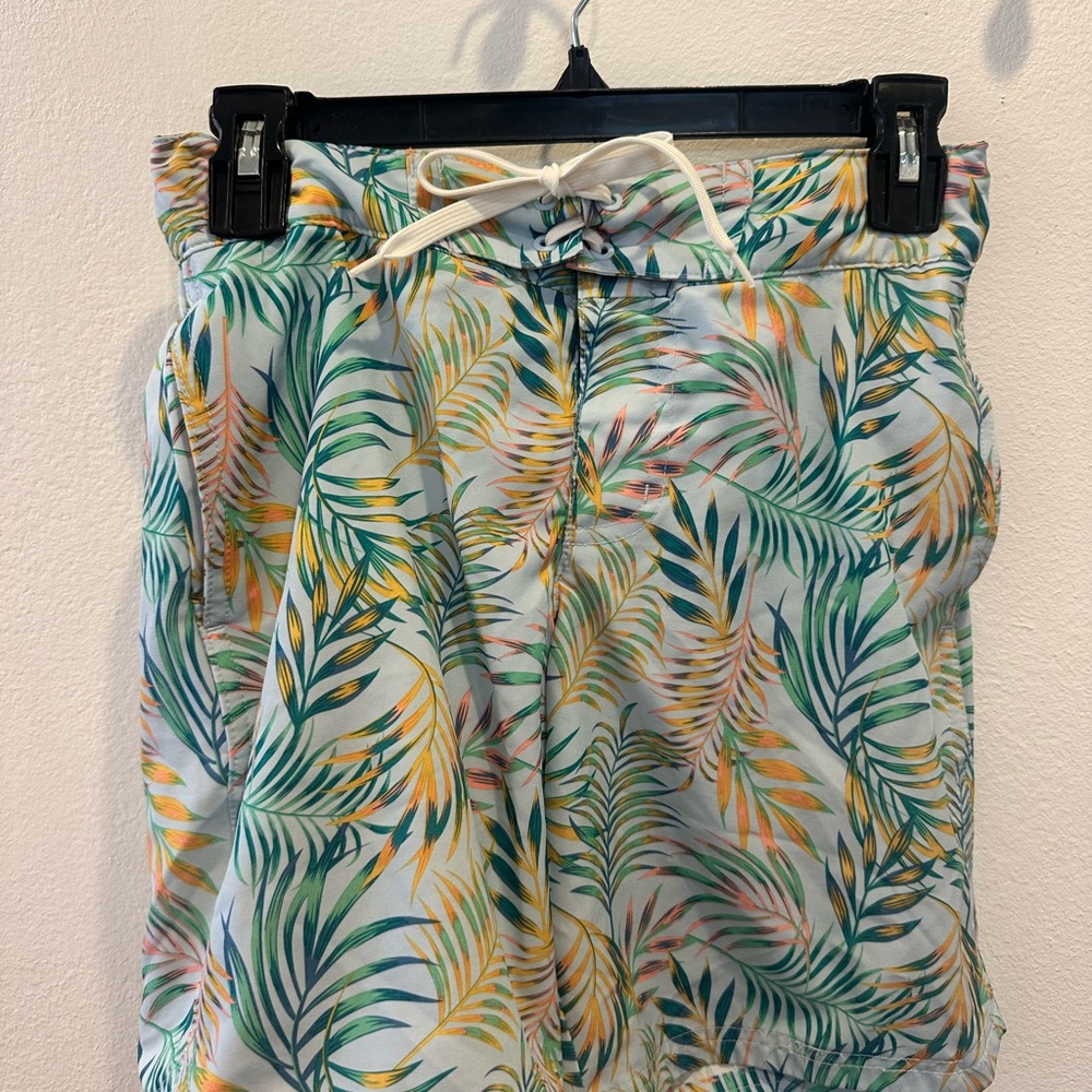 Art Class Tropical Leaf Print Kids Swim Trunks